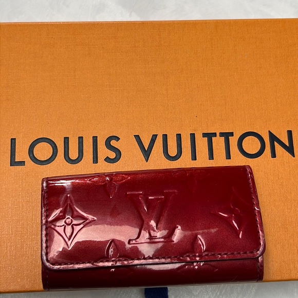 Auth. LV Louis Vuitton Vernis Red Monogram Multicles 4 Key Ring Wallet Vintage - Picture 4 of 17